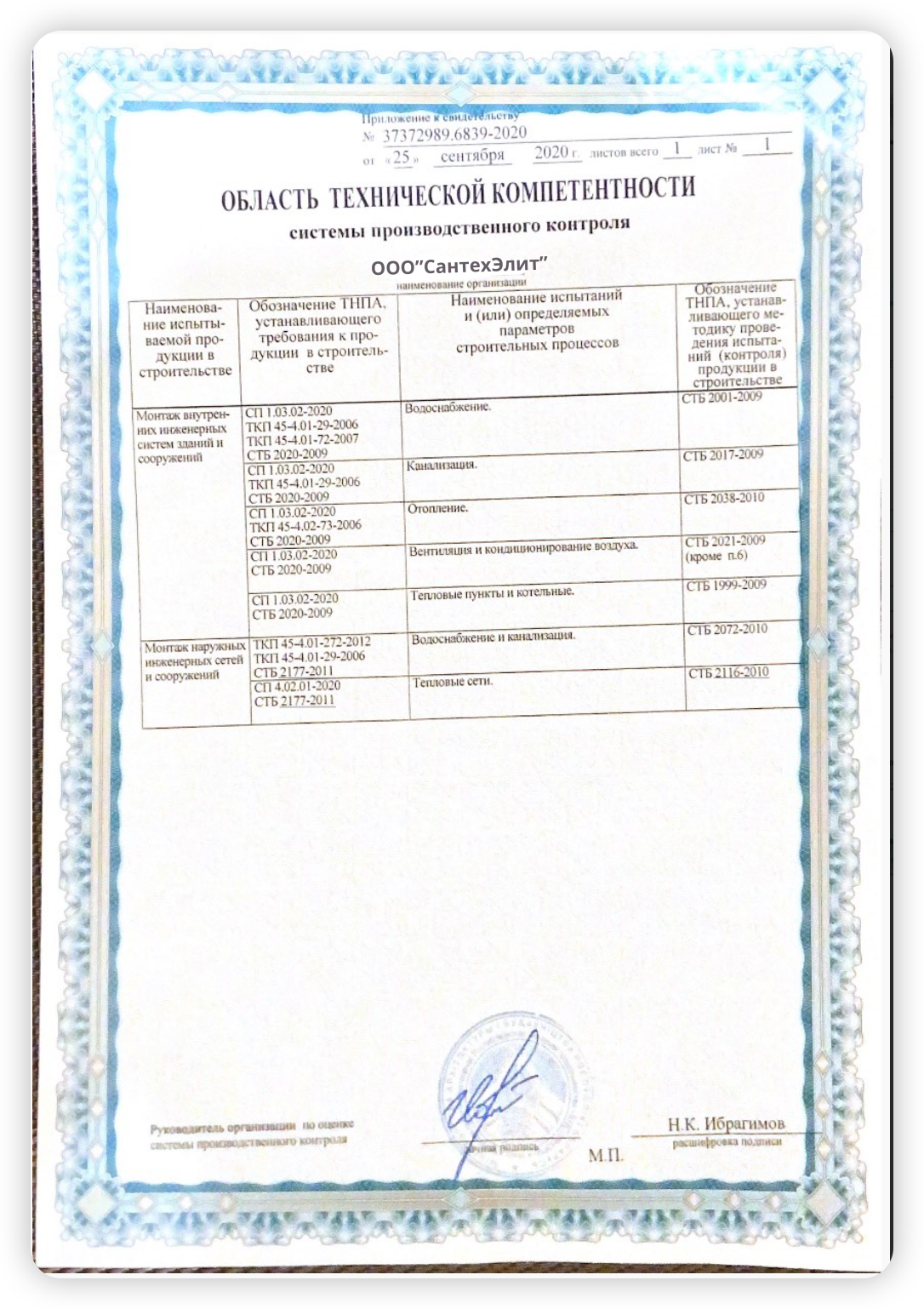 Сертификат СантехЭлит